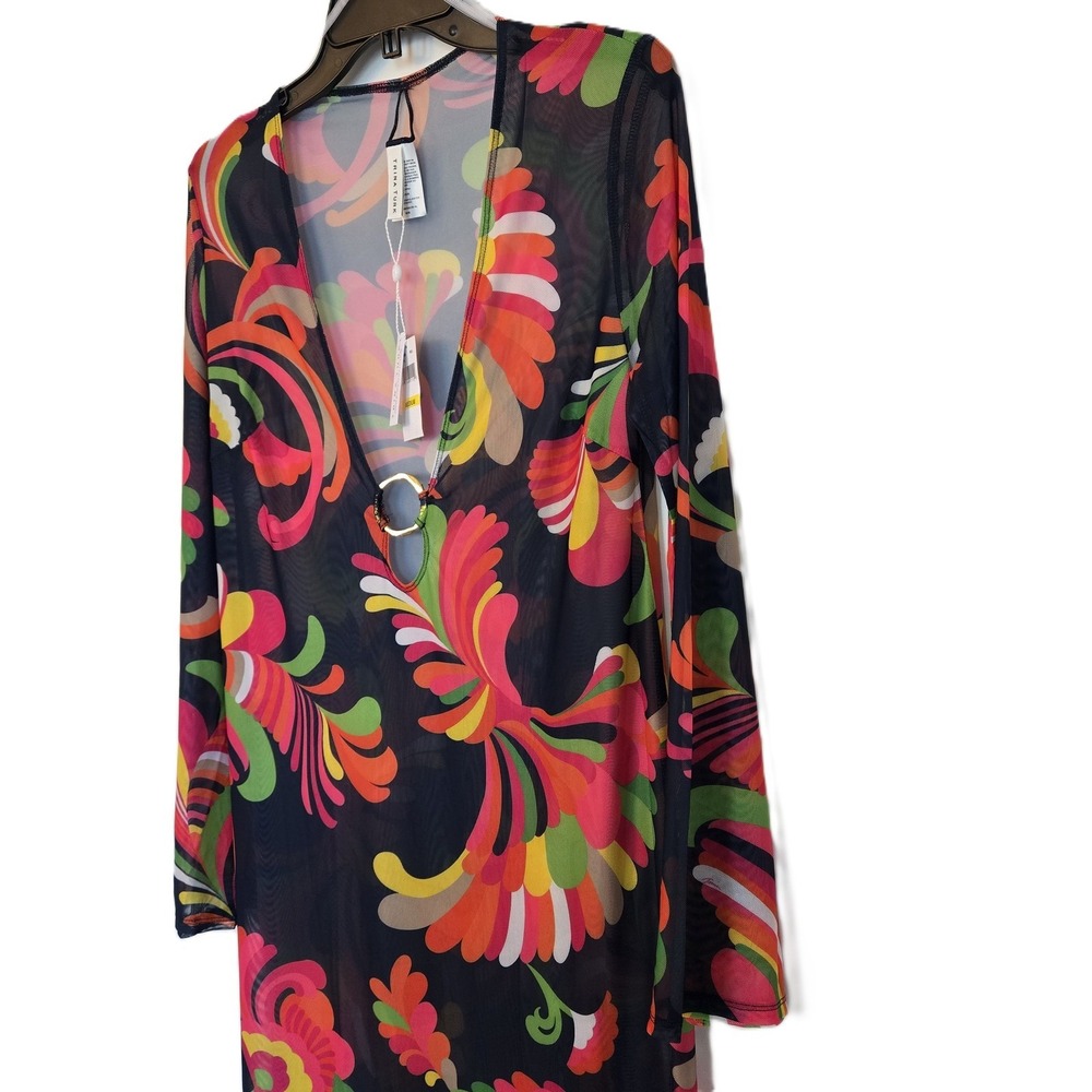 Trina Turk Sheer Abstract Print‎ Swimsuit Cover-Up Dress Multicolor Resortwear - Picture 3 of 13
